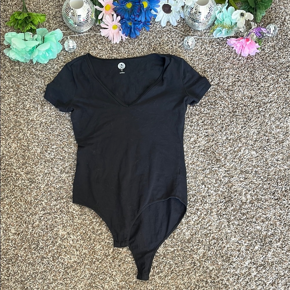 Black V-Neck Bodysuit